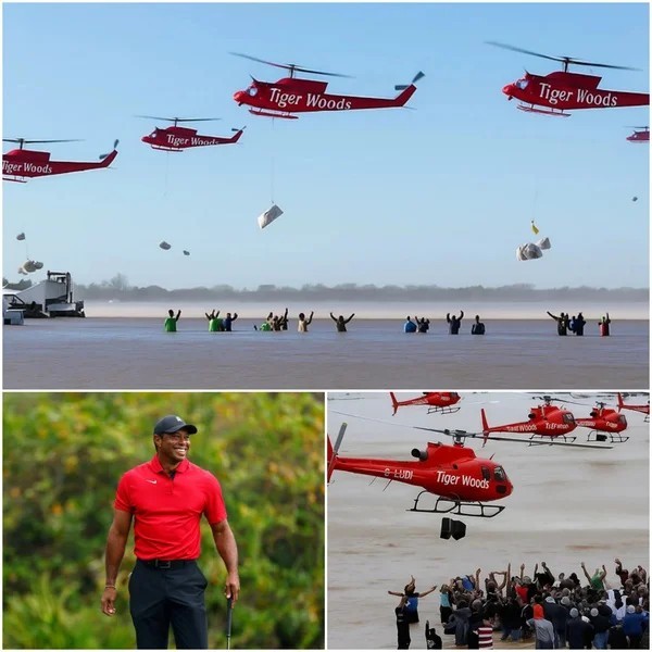Nearly 3 Tons of Food Delivered by 5 Private Planes from California to Texas — Tiger Woods’s Signature ‘Block A’ Logo Stuns Millions as the Mastermind Behind a Quiet Humanitarian Act