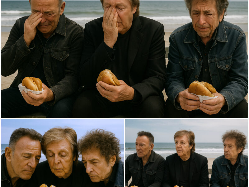 On a tranquil afternoon in Asbury Park, Bruce Springsteen invited Paul McCartney and Bob Dylan to join him on an old weathered bench overlooking the restless sea — the very place where he once penned the anthem “Born to Run.” The three legends sat side by side, sharing simple fish sandwiches, their voices weaving stories as they exchanged fragments of their remarkable journeys.