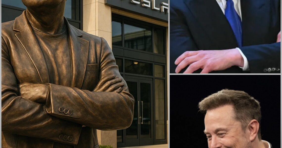 Elon Musk’s Silent Tribute: A Statue Unveiled at Tesla Headquarters to Honor His Legacy
