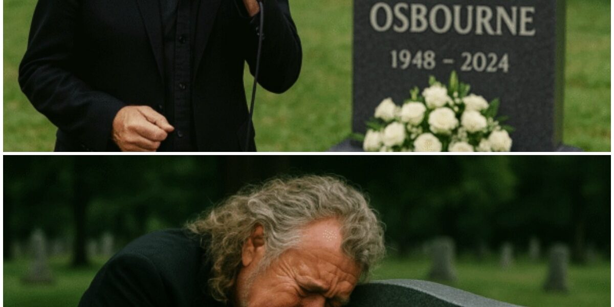 The chapel held its breath when Robert Plant, the legendary voice of Led Zeppelin, stepped forward at Ozzy Osbourne’s funeral, his golden curls now silvered with age, holding nothing but a microphone as he prepared to honor his fallen friend.