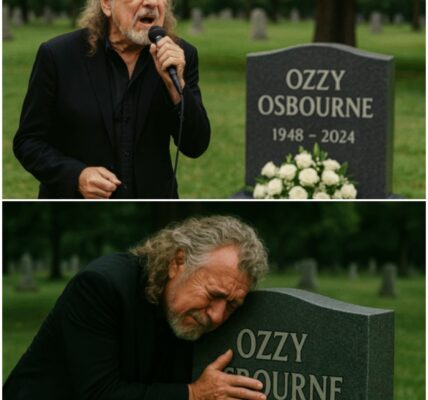 The chapel held its breath when Robert Plant, the legendary voice of Led Zeppelin, stepped forward at Ozzy Osbourne’s funeral, his golden curls now silvered with age, holding nothing but a microphone as he prepared to honor his fallen friend.