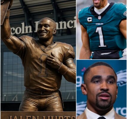 IMMORTAL IN PHILADELPHIA: A giant 12,000-pound statue of Jalen Hurts has been unveiled outside Lincoln Financial Field. Jalen Hurts is immortalized in bronze by the Philadelphia Eagles, but it's the secret hidden inside the statue's pedestal and the inscription on the plaque that really shocked the world.