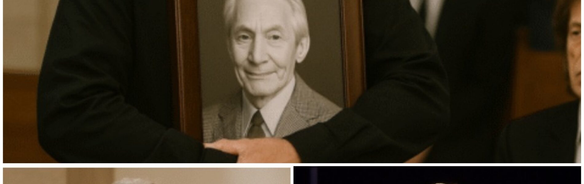 The chapel fell into a reverent hush when Robert Plant quietly stepped forward at Charlie Watts’ funeral, dressed in a simple black suit with his iconic golden curls tied loosely back, and stood beside the…