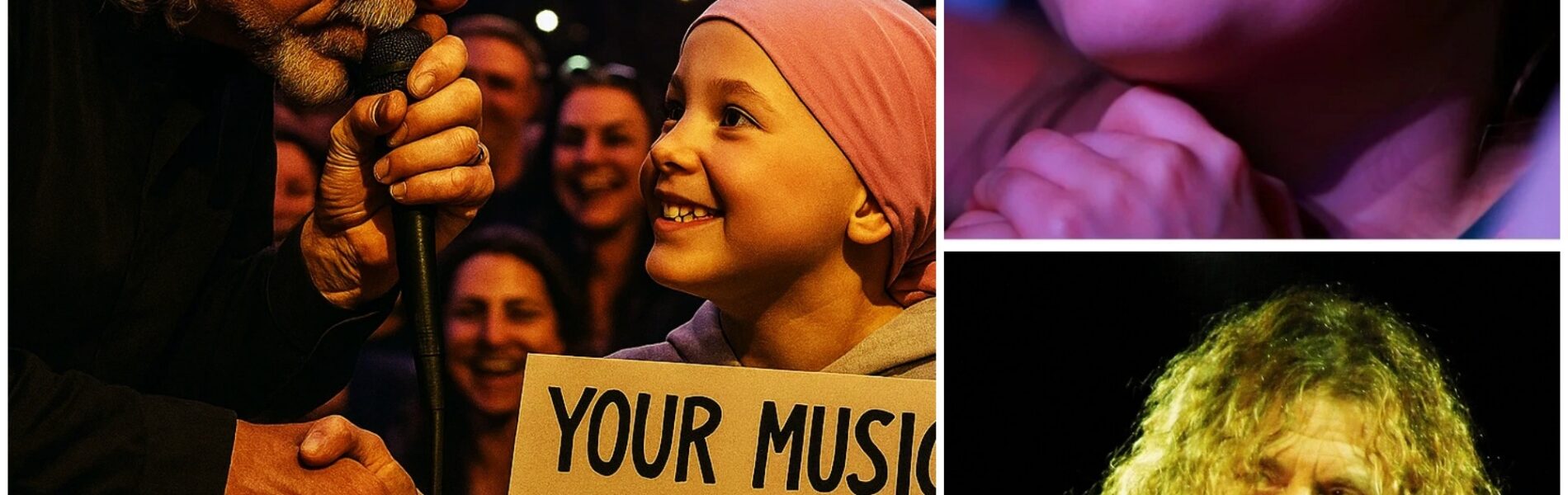 During his Manchester show, Robert Plant noticed a young fan in the front row wearing a headscarf and holding a sign that read, “Your music helped me fight”.