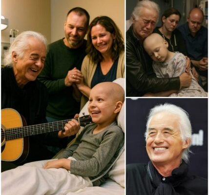 The oncology ward at Great Ormond Street Hospital in London grew still, as if the very air paused, when Jimmy Page quietly stepped inside. Dressed with humble grace in a dark jacket and scarf, the legendary British guitarist carried no spotlight—only warmth and humanity. At the bedside of a young fan fighting cancer, whose deepest wish was simply to meet him, Page offered something beyond fame: a moment of kindness, a spark of hope, and the silent promise that music can heal even in the darkest hours...