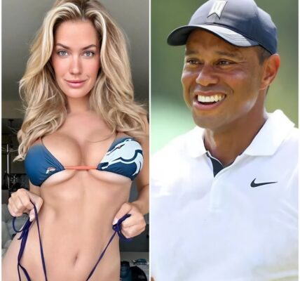 PHOTO : Paige Spiranac Is Testing The Limits Of Her Tight, Short Outfit At The Beer Brand Bash Featuring Tiger Woods And Officially "Flirting" With Him...