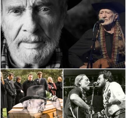 At Merle Haggard’s funeral, the room fell into a heavy silence as Willie Nelson stepped forward. All eyes were on him, the weight of decades shared between two legends resting on his shoulders...
