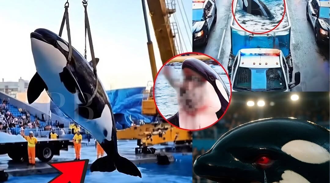 SH0CKING FAREWELL: After the tragedy, the k!ller whale was chained and taken away on a transport vehicle. But its haunting cries made even the rescuers break down…