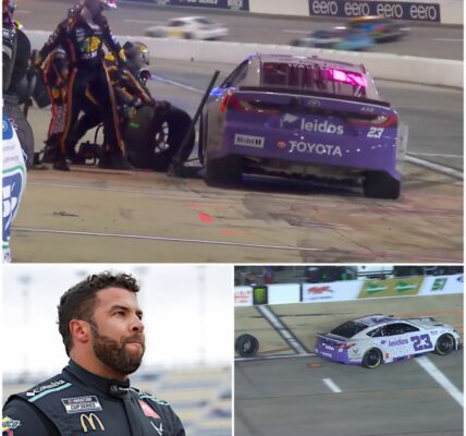 Bubba Wallace's race was thrown into chaos after losing his front left tire! Things got worse when a penalty was given.