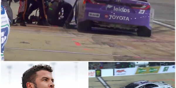 Bubba Wallace's race was thrown into chaos after losing his front left tire! Things got worse when a penalty was given.