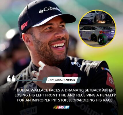 Chaos on the Track: Bubba Wallace Loses Left Front Tire, Faces Penalty Amid Pit Stop Drama