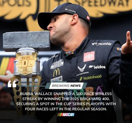 Bubba Wallace Breaks Through to Win the 2025 Brickyard 400, Ending 100-Race Drought
