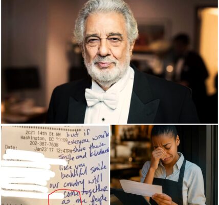 Waitress Stumbles Upon Plácido Domingo’s Check, Reads His Hidden Note, and Breaks Down in Tears
