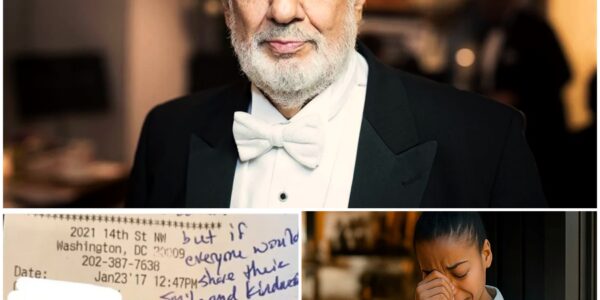 Waitress Stumbles Upon Plácido Domingo’s Check, Reads His Hidden Note, and Breaks Down in Tears