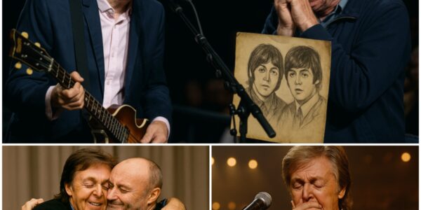 A Hidden Message from the Past: During his New York concert on August 22, 2025, Paul McCartney spotted an elderly man in the front row, tears streaming, clutching a decades-old sketch of young Beatles. After the show, the man handed Paul a worn envelope, whispering, “I was John’s schoolmate. I’ve kept this for 60 years.” Inside was a handwritten lyric: “If I go first, don’t cry – I’ll still play rhythm when you sigh.” Paul froze, eyes to the night sky. Could this be a secret message from John Lennon himself, sent across time? The revelation left everyone questioning what else might still be hidden…