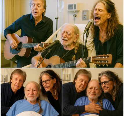 Whispers raced through Nashville: Willie Nelson was back in the hospital, his breathing faltering. Fans braced for the worst—yet gasps followed when Paul McCartney and Steven Tyler appeared, striding into his dimly lit room. The outlaw lay frail against his pillows, but his smile flickered as the rock legends clasped his hands. Nurses paused in the doorway, stunned at the sight—rebels of music now gathered in quiet reverence. Was this a farewell, or something deeper? For a heartbeat, the ward dissolved into decades of songs and smoke, as three giants turned a sterile night into a living hymn.