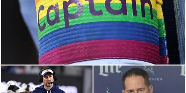 BREAKING: NFL has decided to end its partnership with Stonewall and will no longer allow the Dallas Cowboys captains to wear rainbow armbands in support of LG.BT, as well as other rainbow-themed items on the field such as shoelaces, armbands, etc. The decision was made after a meeting with the captains of all 32 teams on Monday. Brian Schottenheimer speaks out...