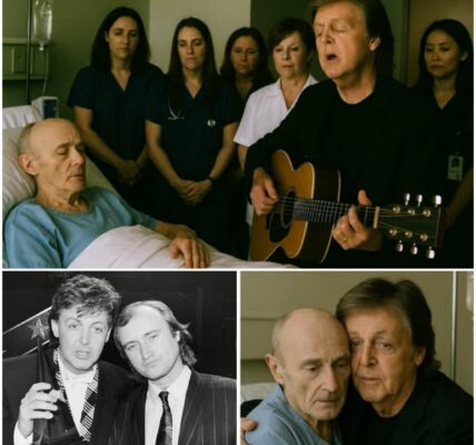 Phil Collins lay gravely ill in a London hospital when Paul McCartney arrived unannounced, carrying his old guitar...