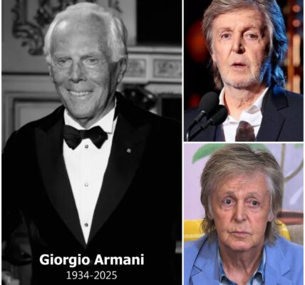 Paul McCartney’s Heartfelt Goodbye to Giorgio Armani, the legendary fashion icon who has passed away at 91. Known for crafting timeless elegance, Armani designed many of McCartney’s most unforgettable stage outfits. Tearfully, Paul revealed Armani’s final letter to him — words so heartfelt, so personal, that fans worldwide are left in silence, aching to know the message shared between two timeless legends…