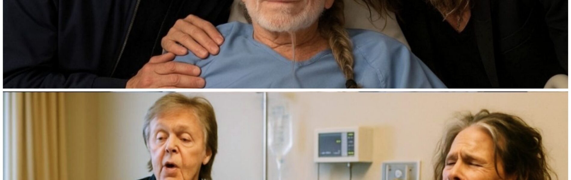 When word spread that Willie Nelson’s breathing had worsened, sending the country legend back into the hospital, fans braced for the worst. But what no one expected was the sight that followed: Paul McCartney and Steven Tyler walking side by side into his room.
