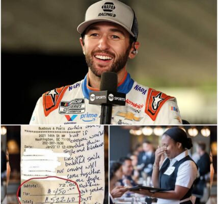 A quiet dinner turned into a moment Lily will never forget — when NASCAR star Chase Elliott left behind a folded check with a handwritten note. The young waitress opened it, and what she saw made her break down in tears, her life forever changed…