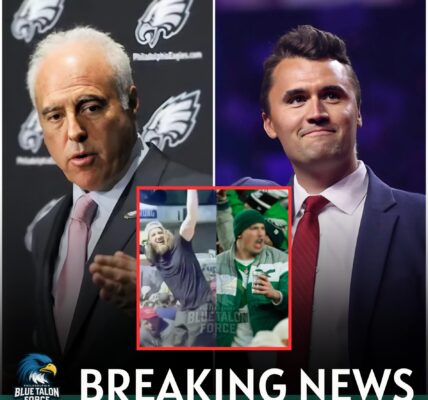 Breaking news: After discovering the shocking identity of a viewer at the ceremony at Utah Valley University who had a picture of celebrating Charlie Kirk's death as an Eagles fan, Eagles President Jeffrey Lurie immediately announced a complete ban on this man and his family from attending Eagles games, most shockingly, this man was the most enthusiastic cheerleader on the team...