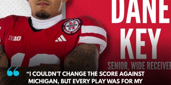HEARTBREAK IN ANN ARBOR 💔🌽🏈: After Nebraska’s heartbreaking loss to Michigan, fans noticed wideout Dane Key carrying a tattoo marked with the colors of a cause and the number “988” — symbol of the Suicide & Crisis Lifeline. Later, through tears, he revealed his promise to honor his family and pledged $988,000 to ensure that no one ever feels alone in the fight for life.
