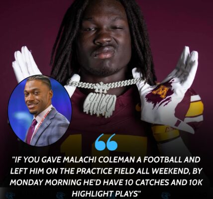 Robert Lee Griffin jokes that if you lock Nebraska’s Emmett Johnson in the weight room for a week, he won’t come out with 10 touchdowns — but with 10,000 broken tackles! 💪🏈👀
