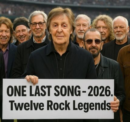 ONE LAST SONG – 2026 Twelve rock legends. One stage. One historic farewell. Paul McCartney, Ringo Starr, Eric Clapton, Elton John, Mick Jagger, Keith Richards, Roger Daltrey, Pete Townshend, David Gilmour, Brian May, Robert Plant, and Bruce Springsteen unite for the ultimate rock celebration—closing the golden era with unmatched energy, unforgettable hits, and a once-in-a-lifetime experience fans are calling “the greatest gathering in rock history.”