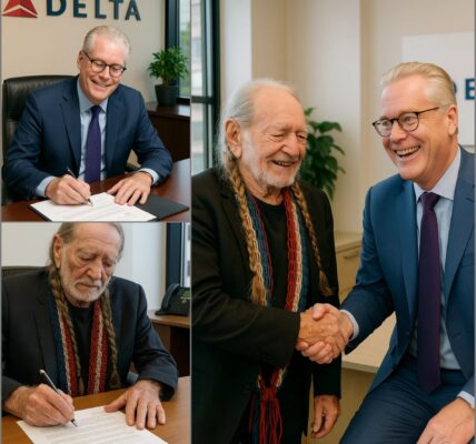 Delta Airlines has stunned the entertainment world by unveiling an extraordinary lifetime partnership with country legend Willie Nelson. Under the agreement, Nelson will enjoy unrestricted access to Delta One suites on all global routes, along with a $3 million annual commitment to fuel his charitable foundations and musical endeavors. The initiative is part of Delta’s new “Legends in Flight” program, aimed at honoring cultural icons who continue to inspire across generations. In his response, Nelson delivered a humble, heartfelt message that resonated deeply with fans. Delta’s CEO later praised him for his authenticity, resilience, and unwavering role as one of America’s most treasured voices.