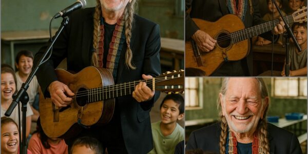 There was no marquee, no spotlight — just the hum of chatter inside a modest orphanage hall outside Austin. When Willie Nelson walked in, braids tucked beneath his bandana and Trigger slung over his shoulder, the children gasped as though a storybook character had stepped into their world. He strummed a gentle tune, his voice warm and steady, and the room seemed to glow. Laughter turned to quiet wonder, every note wrapping around them like a hug. And when the last chord faded, Willie leaned close to the children with a grin and whispered something that made them erupt in cheers ...👇