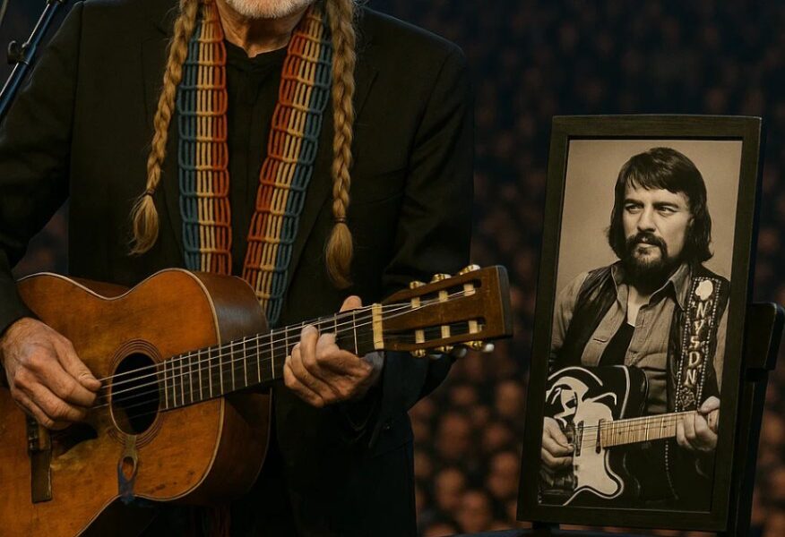 No one could have anticipated the weight of that night. When Willie Nelson stepped onto the stage, Trigger in his hands, the crowd felt this would not be an ordinary show. He sang a song once shared with Waylon Jennings — but this time, the harmony was gone. The stool beside him sat empty, silence filling the space where a voice used to be. It wasn’t just a concert; it was a farewell. As the final chord faded, Willie rested his hand on the empty stool and whispered something the microphone barely caught. The words lingered in the air, leaving the crowd certain there was more to Waylon’s story than anyone had ever been told.