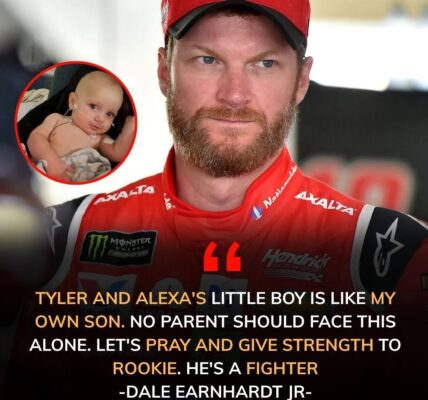 BREAKING: “Tyler and Alexa’s little boy is like family. No child should fight alone — we’re sending every ounce of love and support to Rookie at Levine Children’s Hospital.” 🏁 But Dale Jr. shocked the world moments later, pledging $1 MILLION for his recovery — a heart-stopping gesture that left fans in tears and social media flooded with awe and gratitude.
