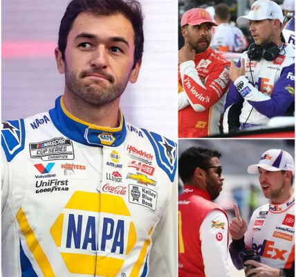 BREAKING: Denny Hamlin rages, Bubba Wallace explodes, both pointing straight at Chase Elliott: "You stole our win!". But the most shocking thing is the slow-motion footage showing a bizarre collision at the corner, leaked team radio information hinting that Elliott's "plan B" unceremoniously changed the course of the battle at the final corner, creating an unbelievable close encounter