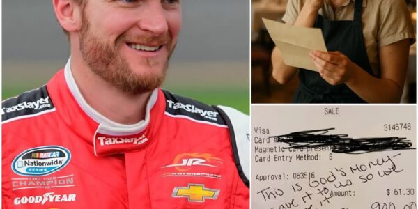 Lily, a 19-year-old waitress, had no idea the soft-spoken man at her table was NASCAR legend Dale Earnhardt Jr. He slipped out quietly, leaving only a folded receipt behind. When Lily opened it, she froze — then broke into tears. What Dale wrote wasn’t just kind… it changed her life forever.