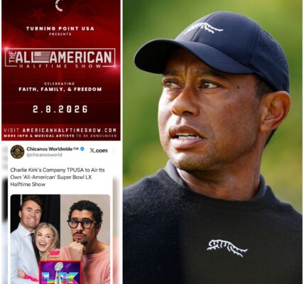 BREAKING NEWS: Former golf legend Tiger Woods has donated $7 million to Turning Point USA to support the upcoming “All-American Halftime Show,” following the organization’s announcement — founded by Charlie Kirk and now run by his wife — that it will host an alternative event to counter Bad Bunny’s official performance at Super Bowl LX on February 8, 2026, at Levi’s Stadium in California.