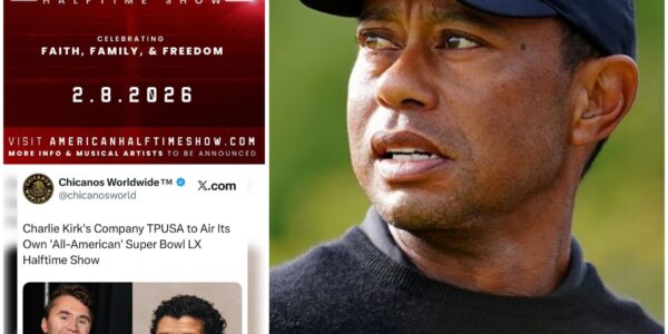 BREAKING NEWS: Former golf legend Tiger Woods has donated $7 million to Turning Point USA to support the upcoming “All-American Halftime Show,” following the organization’s announcement — founded by Charlie Kirk and now run by his wife — that it will host an alternative event to counter Bad Bunny’s official performance at Super Bowl LX on February 8, 2026, at Levi’s Stadium in California.