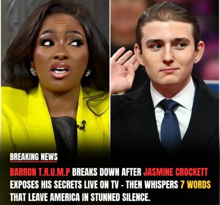 Barron T.r.u.m.p shatters in tears as Jasmine Crockett reveals his shocking secrets live on national TV, leaving the studio frozen in stunned, jaw-dropping silence.