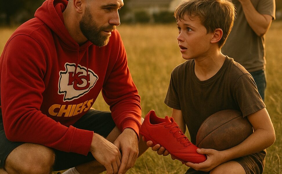 🟥 HEARTBREAKING MOMENT: Travis Kelce Stops After Seeing a Barefoot Boy Practicing Football — What He Did Next Left Everyone in Tears