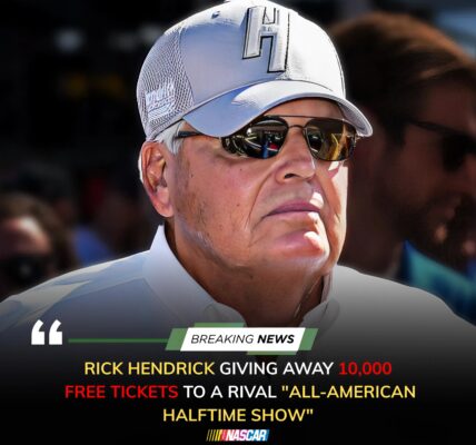 Rick Hendrick Makes Waves in NASCAR: 10,000 Free Tickets to “All-American Halftime Show” — A Patriotic Stand Against Bad Bunny’s Super Bowl Performance