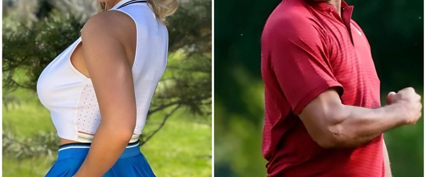 SHOW HOT PHOTOS : Paige Spiranac reveals Tiger Woods confession along with bikini photos of her tanned butt on the beach in a leopard print outfit that appears to expose her entire body with just a small piece of fabric covering her tiny @ss crack...