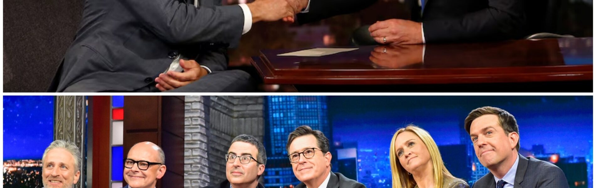 "THE LATE-NIGHT REBELLION BEGINS!" Nobody saw it coming — Jimmy Kimmel and Stephen Colbert, the once sworn rivals of late-night TV, have joined forces in a shocking alliance that could destroy network television as we know it...