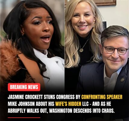 Gasps echoed through the chamber as Rep. Jasmine Crockett leaned forward, her voice cutting through the tension like a blade. “So, Mr. Speaker,” she said, eyes locked on Mike Johnson, “care to explain your wife’s hidden LLC?” The room fell silent — staffers froze, reporters stopped typing.....