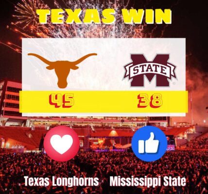 🚨 BREAKING UPDATE: Texas Longhorns Defeat Mississippi State Bulldogs 45-38 in Overtime After Stunning Fourth-Quarter Rally