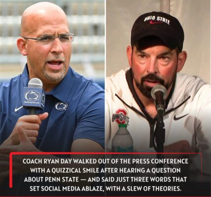 Coach Ryan Day walked out of the press conference with a quizzical smile after hearing a question about Penn State — and said just three words that set social media ablaze, with a slew of theories.