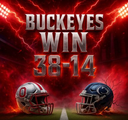 🏈 DOMINANT BUCKEYES CRUSH NITTANY LIONS 38-14 — SAYIN’S FOUR TDs, SECOND-HALF SURGE STEAL THE SPOTLIGHT
