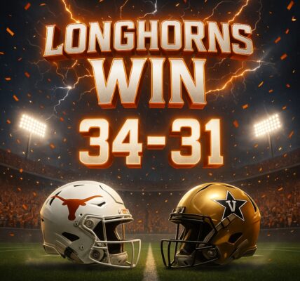 🏈 TEXAS LONGHORNS SURVIVE VANDERBILT’S FURIOUS COMEBACK IN 34–31 THRILLER — ARCH MANNING SHINES, CONTROVERSY IGNITES