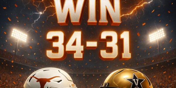 🏈 TEXAS LONGHORNS SURVIVE VANDERBILT’S FURIOUS COMEBACK IN 34–31 THRILLER — ARCH MANNING SHINES, CONTROVERSY IGNITES