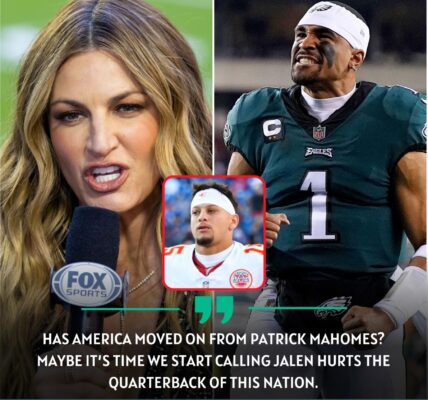 BREAKINGNEWS: Erin Andrews shocks the NFL world with daring statement — “Has America moved on from Mahomes?” and crowns Jalen Hurts as the nation’s new quarterback