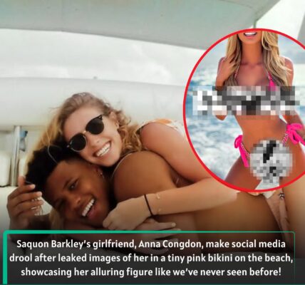 Saquon Barkley’s girlfriend, Anna Congdon, continues to make social media drool after leaked images of her in a tiny pink bikini on the beach, showcasing her alluring figure like we’ve never seen before!